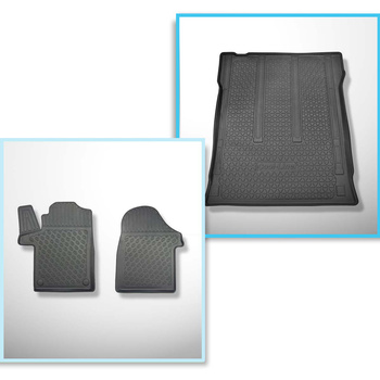 Set kofferbakmat en automatten TPE PREMIUM op maat gemaakt voor: Mercedes-Benz Vito W447 Bestelwagen (10.2014-....) - achter de tweede zitrij (derde zitrij in de auto of verwijderd) Tourer Long (wielbasis 3200 mm); lengte auto 5140 mm