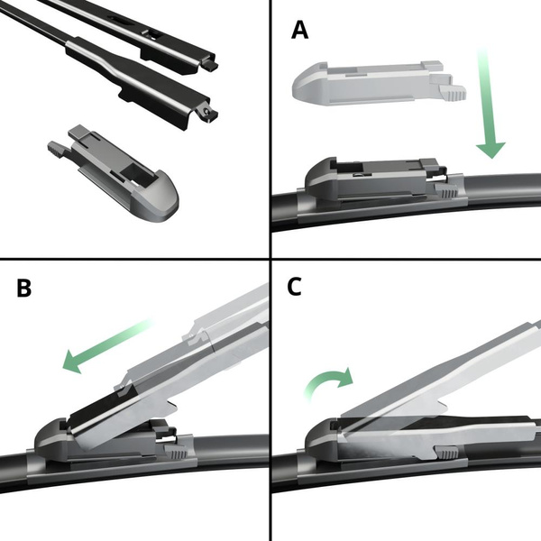 Auto ruitenwissers op de voorruit voor Nissan Qashqai +2 Crossover (08.2008-12.2013) - hybride bladen
