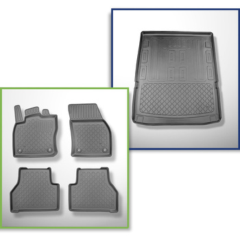 Set kofferbakmat en automatten TPE op maat gemaakt voor: Volkswagen Caddy V Maxi