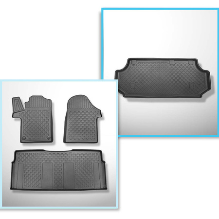 Set kofferbakmat en automatten TPE op maat gemaakt voor: Mercedes-Benz Vito W447 Bestelwagen (10.2014-....) - lange versie (wielbasis 3.200 mm); lengte auto 5140 mm; alle uitrustingsniveaus; geen derde rij