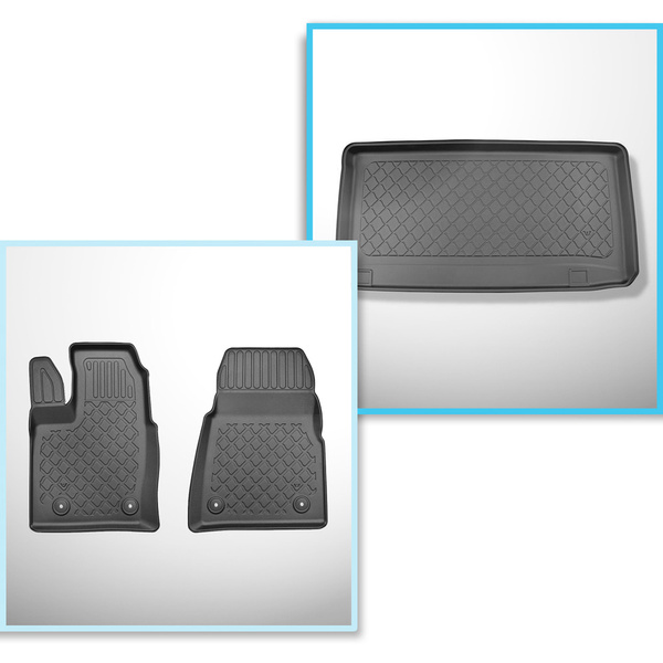 Set kofferbakmat en automatten TPE op maat gemaakt voor: Ford Tourneo Custom Bestelwagen (02.2018-06.2023)
