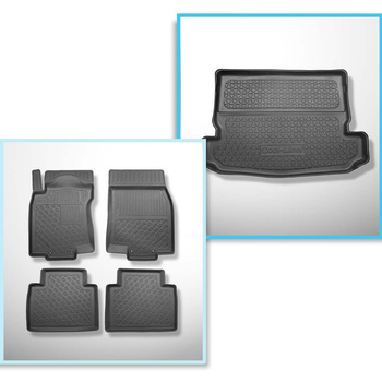 Set kofferbakmat en automatten TPE PREMIUM op maat gemaakt voor: Nissan X-Trail III T32 SUV (08.2014-....) - 7 zitplaatsen; derde rij verlaagd