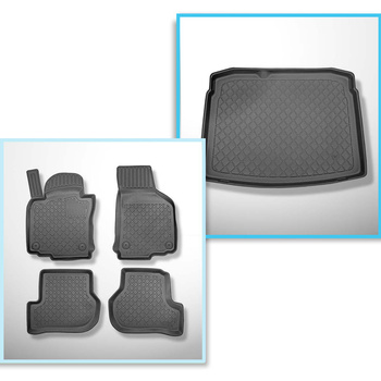 Set kofferbakmat en automatten TPE op maat gemaakt voor: Volkswagen Golf VI Hatchback (09.2008-09.2012) - met tijdelijk reservewiel of reparatieset