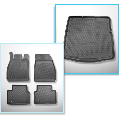 Set kofferbakmat en automatten TPE PREMIUM op maat gemaakt voor: Opel Insignia A Liftback, Sedan (2008-05.2017) - platte bagageruimte met volledig reservewiel en / of Infiniti-systeem (subwoofer)