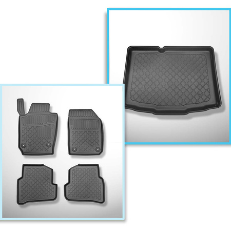 Set kofferbakmat en automatten TPE op maat gemaakt voor: Skoda Fabia III Hatchback (11.2014-08.2021)