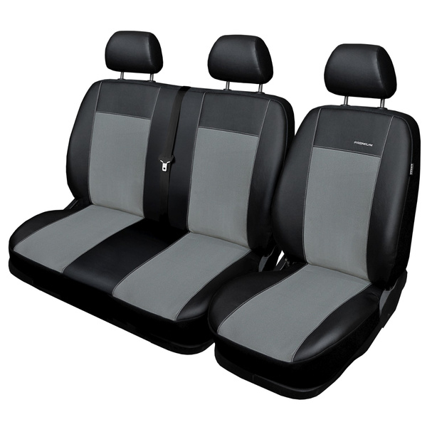 Op maat gemaakte hoezen voor Volkswagen Transporter T5 Bestelwagen (2003-2015) alleen voorstoelen - 1+2 - pasvorm autostoelhoezen - autostoelbeschermer set - grijs