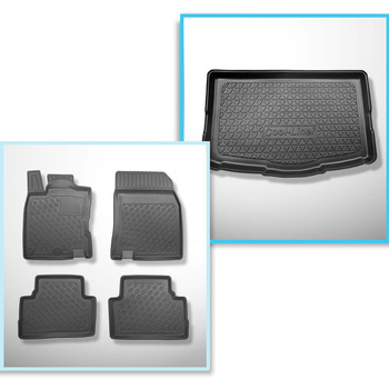 Set kofferbakmat en automatten TPE PREMIUM op maat gemaakt voor: Nissan Qashqai II Crossover (02.2014-05.2021) - onderste bagageruimte; onderste bagageruimte: met reparatieset (Acenta & Tekna) & alle modellen (Visia); met volledig reservewiel; zonder dubb