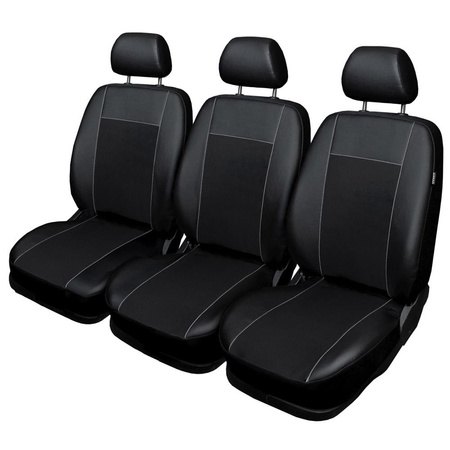 Op maat gemaakte hoezen voor Opel Movano B Bestelwagen (2010-2022) drie aparte stoelen - pasvorm autostoelhoezen - autostoelbeschermer set - zwart