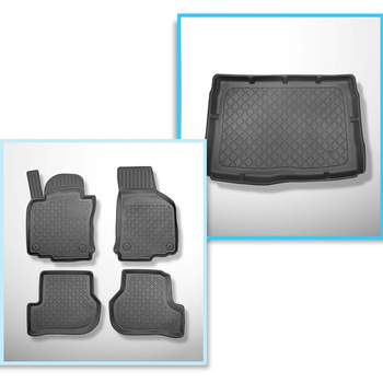 Set kofferbakmat en automatten TPE op maat gemaakt voor: Volkswagen Golf V Hatchback (10.2003-2008) - met volledig reservewiel en / of 4 wiel aandrijving (4 motion)