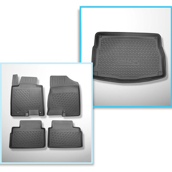 Set kofferbakmat en automatten TPE PREMIUM op maat gemaakt voor: Kia Ceed II Hatchback (05.2012-05.2018) - bovenste bagageruimte (met opbergruimte)