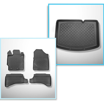 Set kofferbakmat en automatten TPE op maat gemaakt voor: Toyota Yaris III Hatchback (09.2011-08.2020) - onderste bagageruimte, met hybride aandrijving