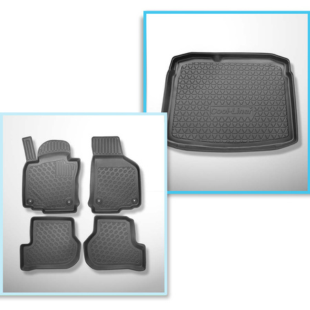 Set kofferbakmat en automatten TPE PREMIUM op maat gemaakt voor: Volkswagen Golf VI Hatchback (09.2008-09.2012) - met tijdelijk reservewiel of reparatieset