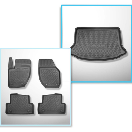 Set kofferbakmat en automatten TPE PREMIUM op maat gemaakt voor: Volvo V40 II Cross Country Hatchback (07.2012-07.2019) - onderste bagageruimte; voor auto's zonder dubbele bodem in de bagageruimte