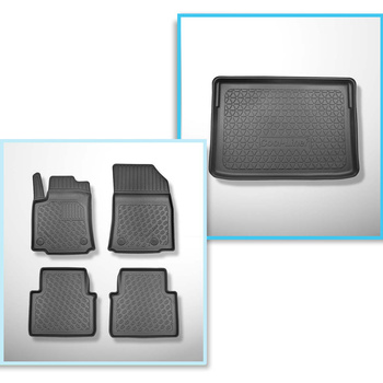 Set kofferbakmat en automatten TPE PREMIUM op maat gemaakt voor: Opel Crossland X SUV (06.2017-....) - bovenste bagageruimte; modellen met schuifvloer van de bagageruimte (Flex Floor)