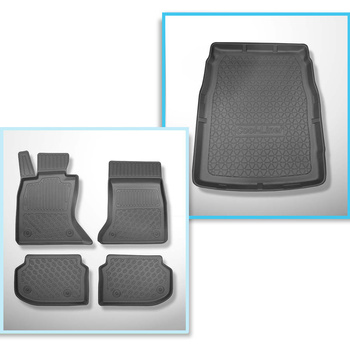 Set kofferbakmat en automatten TPE PREMIUM op maat gemaakt voor: BMW 5 F10 Limousine (03.2010-2013) - X-drive; afstand tussen de rails van de voorstoelen (achter) 415 mm