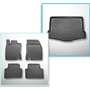 Set kofferbakmat en automatten TPE PREMIUM op maat gemaakt voor: Nissan Qashqai II Crossover (02.2014-05.2021) - onderste bagageruimte met reservewiel (dubbele bodem verwijderd uit bagageruimte)