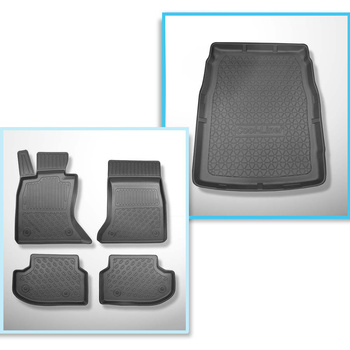 Set kofferbakmat en automatten TPE PREMIUM op maat gemaakt voor: BMW 5 F10 Limousine (2013-01.2017) - X-drive; spoorbreedte voorstoelen (achter) 365 mm