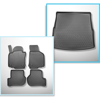Set kofferbakmat en automatten TPE PREMIUM op maat gemaakt voor: Volkswagen Golf VI 5K Variant (09.2009-08.2013) - vlakke laadvloer