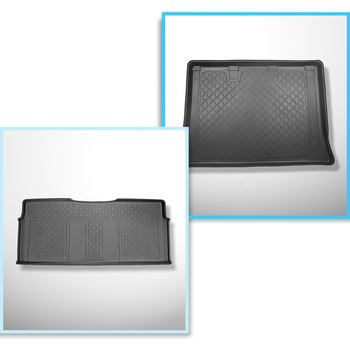 Set kofferbakmat en automatten TPE op maat gemaakt voor: Mercedes-Benz EQV 300 Bestelwagen (10.2020-....) - Extra lange versie (wielbasis 3430 mm, voertuiglengte 5370 mm); achter de derde zitrij; zonder gedeelde bagageruimte; volledig achter 2e rij (T - 2