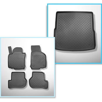 Set kofferbakmat en automatten TPE op maat gemaakt voor: Volkswagen Golf VI 5K Variant (09.2009-08.2013) - vlakke laadvloer