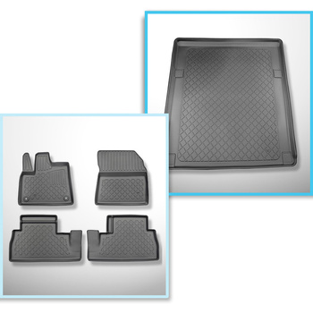Set kofferbakmat en automatten TPE op maat gemaakt voor: Citroen Berlingo III XL Bestelwagen (06.2018-....) - 5 zitplaatsen; lange wielbasis; ook voor de elektrische-versie