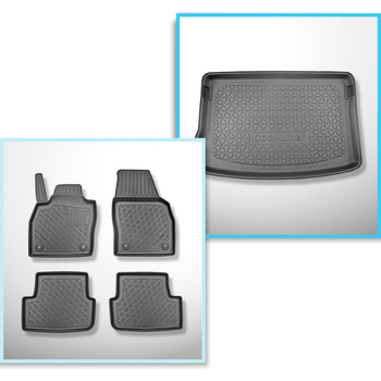 Set kofferbakmat en automatten TPE PREMIUM op maat gemaakt voor: Skoda Fabia IV Hatchback (09.2021-....) - bovenste bagageruimte; de schuifvloer in de hoogste stand