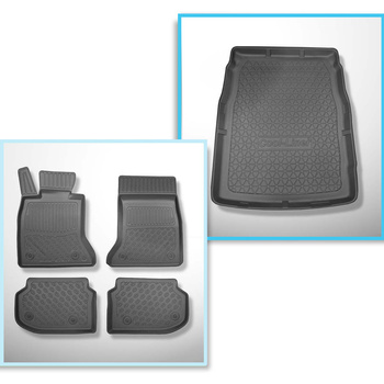 Set kofferbakmat en automatten TPE PREMIUM op maat gemaakt voor: BMW 5 F10 Limousine (03.2010-2013) - zonder X-drive; afstand tussen de rails van de voorstoelen (achter) 415 mm
