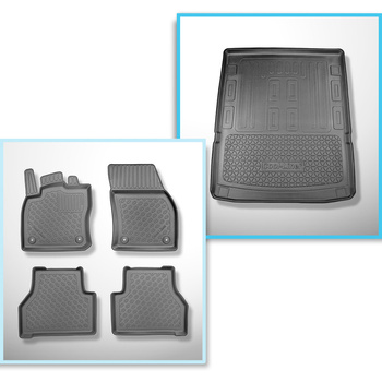 Set kofferbakmat en automatten TPE PREMIUM op maat gemaakt voor: Volkswagen Caddy V Maxi Bestelwagen (11.2020-....) - 5 of 7 zitplaatsen; geen derde rij