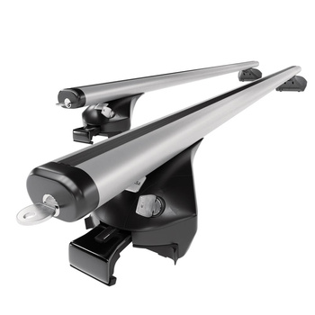 Basisrek voor het autodak voor Volvo V60 Stationwagen, Cross Country (2019-....) - zilver Imperiaal - geïntegreerde railing - Aluminium