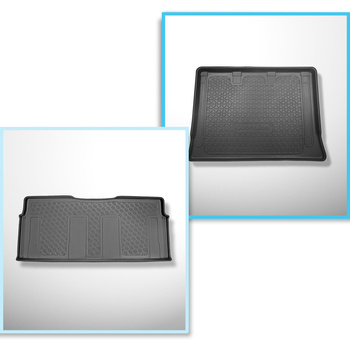Set kofferbakmat en automatten TPE PREMIUM op maat gemaakt voor: Mercedes-Benz EQV 300 Bestelwagen (10.2020-....) - Extra lange versie (wielbasis 3430 mm, voertuiglengte 5370 mm); achter de derde zitrij; zonder gedeelde bagageruimte; volledig achter 2e ri