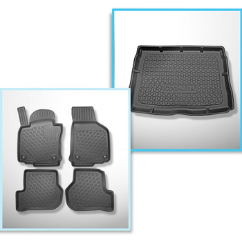 Set kofferbakmat en automatten TPE PREMIUM op maat gemaakt voor: Volkswagen Golf V Hatchback (10.2003-2008) - met volledig reservewiel en / of 4 wiel aandrijving (4 motion)