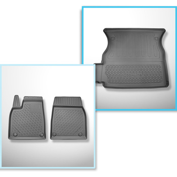 Set kofferbakmat en automatten TPE PREMIUM op maat gemaakt voor: Tesla Model X SUV (01.2021-....) - 6/7 zitplaatsen; achter de tweede zitrij