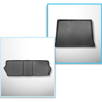 Set kofferbakmat en automatten TPE PREMIUM op maat gemaakt voor: Mercedes-Benz EQV 300 Bestelwagen (10.2020-....) - Extra lange versie (wielbasis 3430 mm, voertuiglengte 5370 mm); achter de derde zitrij; zonder gedeelde bagageruimte; verschuifbare stoelen